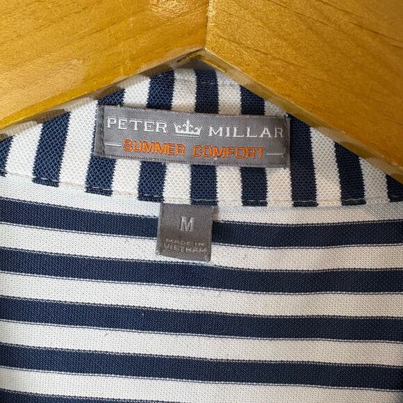 Peter Millar -Summer Comfort Lightweight Blue Striped Golf Polo - Men's Size Med - Picture 3 of 7